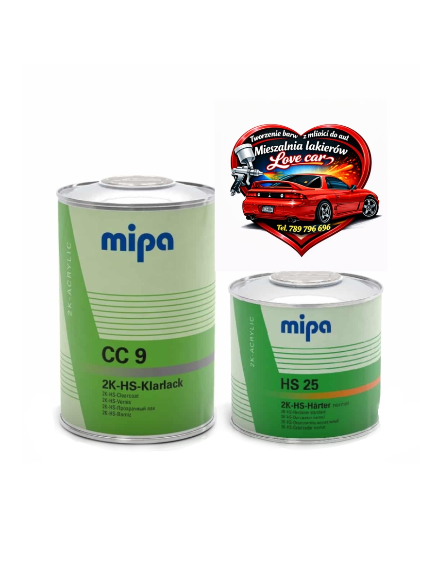 mipa 2k hs lakier bezbarwny cc9 + hs25 mipa 2k hs lakier bezbarwny cc9 + hs25